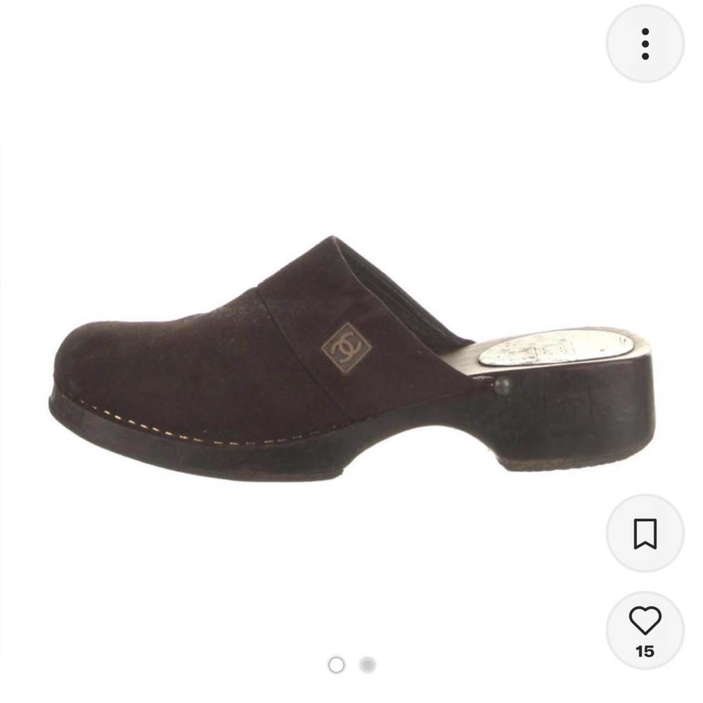 Brown Chanel clogs